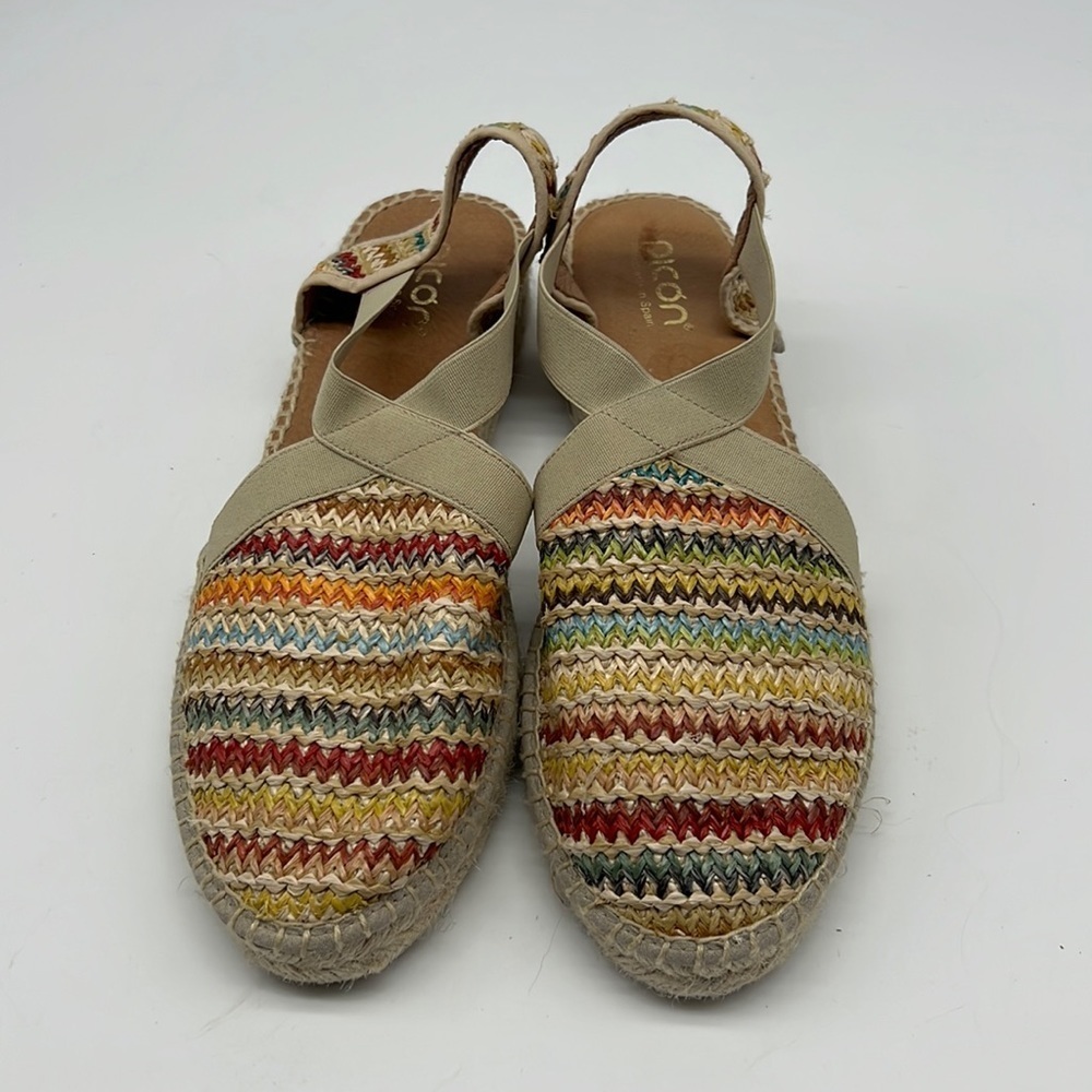 PICON  Colorful  Woven Espadrille Raffia Shoes Size 9.5